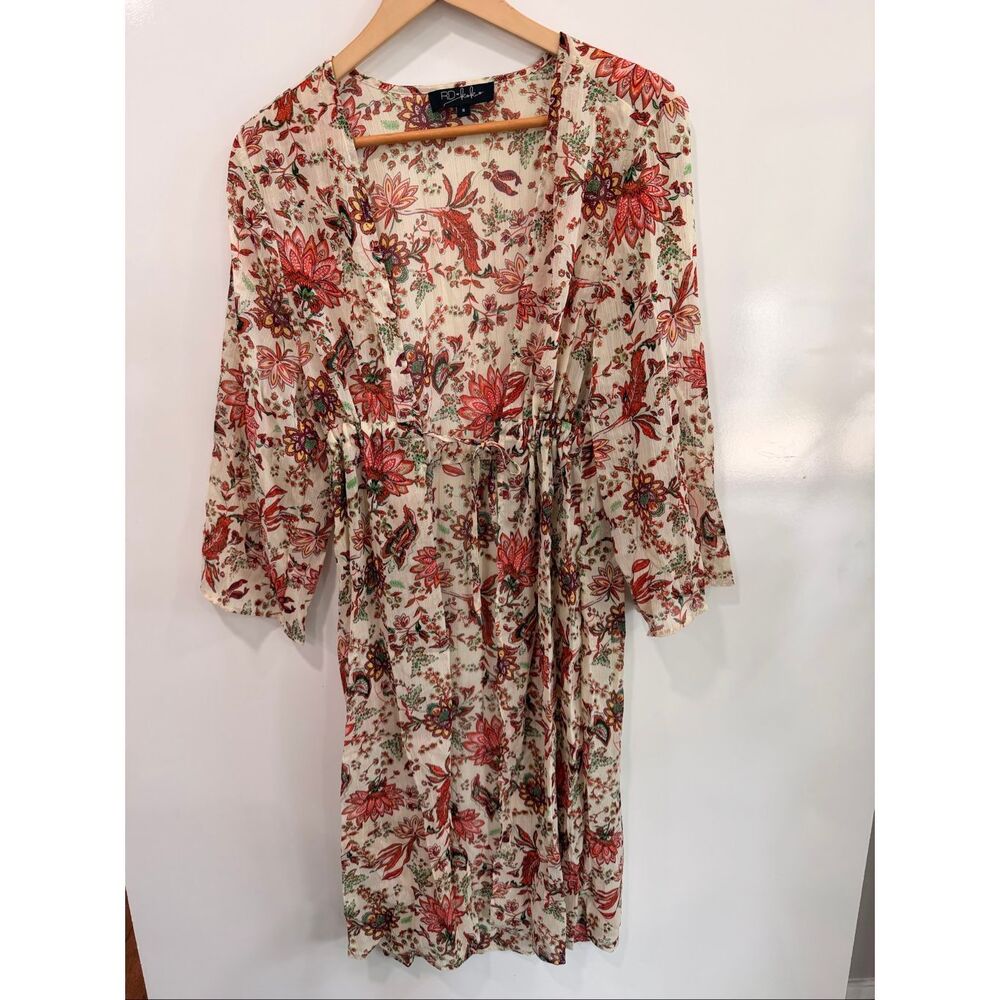RD+Koko Floral Duster‎ Kimono Tie Waist Small